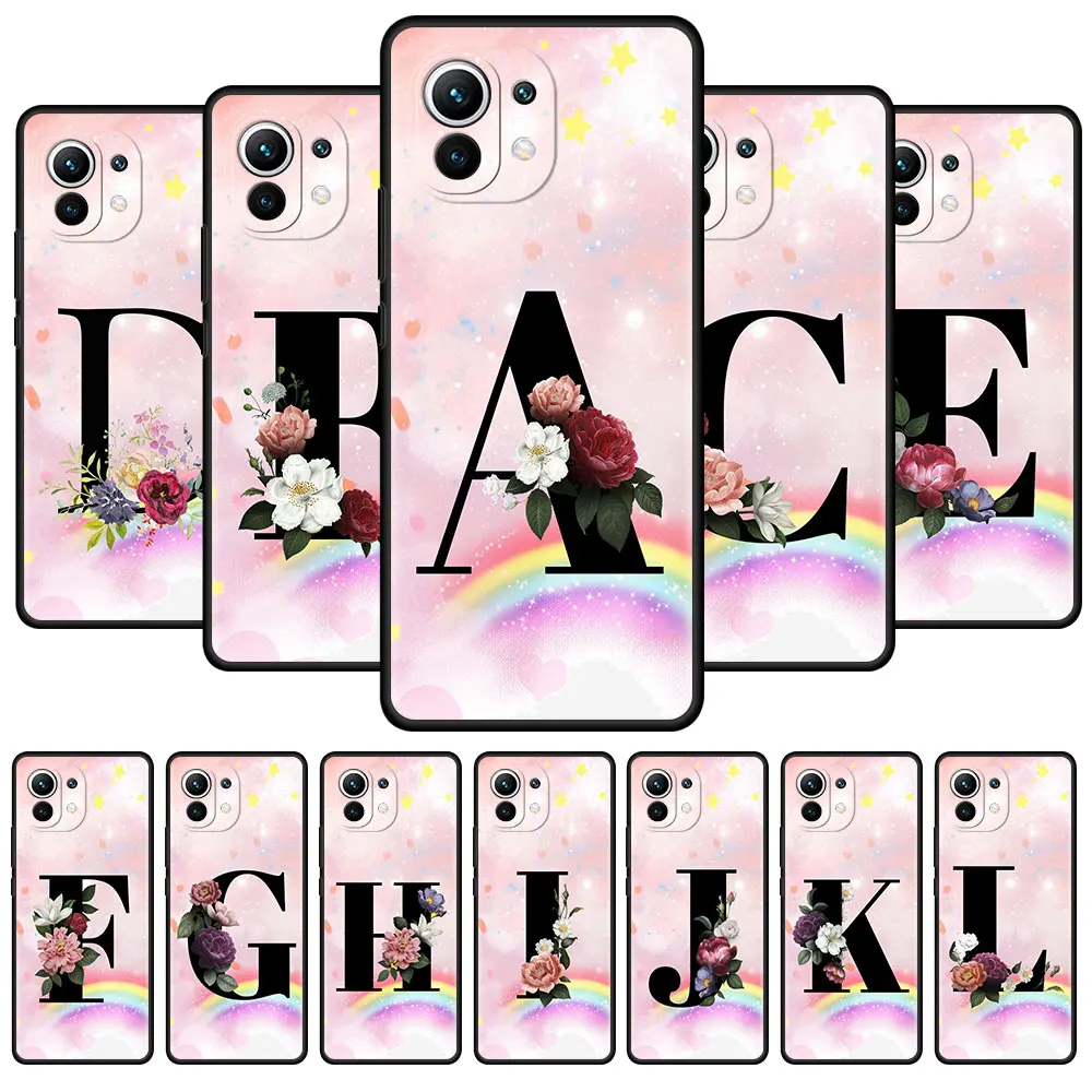 

Case for Xiaomi Mi 11 Ultra 10T Pro Note 10 9T 11T A2 9 SE CC9 CC9E 8 Lite 10S Soft Phone Cover Rainbow 26 Letters Pink A B