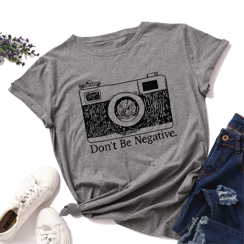 

Plus Size Tshirt Camera Print Cotton T-shirt Casual Summer Short Sleeve Basic Tee Streetwear Oversized Ladies Tops Graphic Shirt