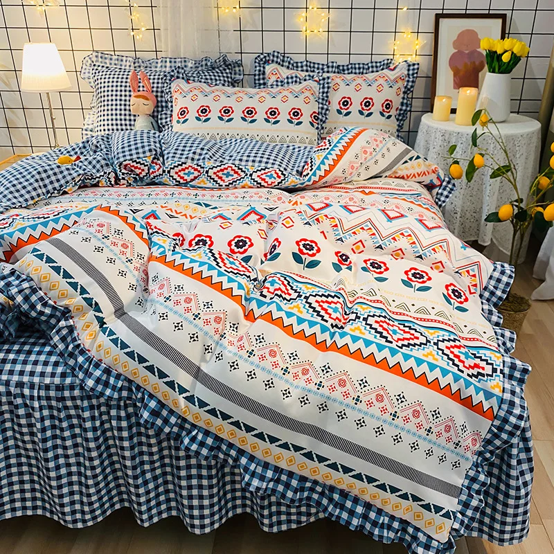 

Elka Brushed New Korean Comforter Set Small Floral Garden Style Four-piece Bed Sheet Set Oceania