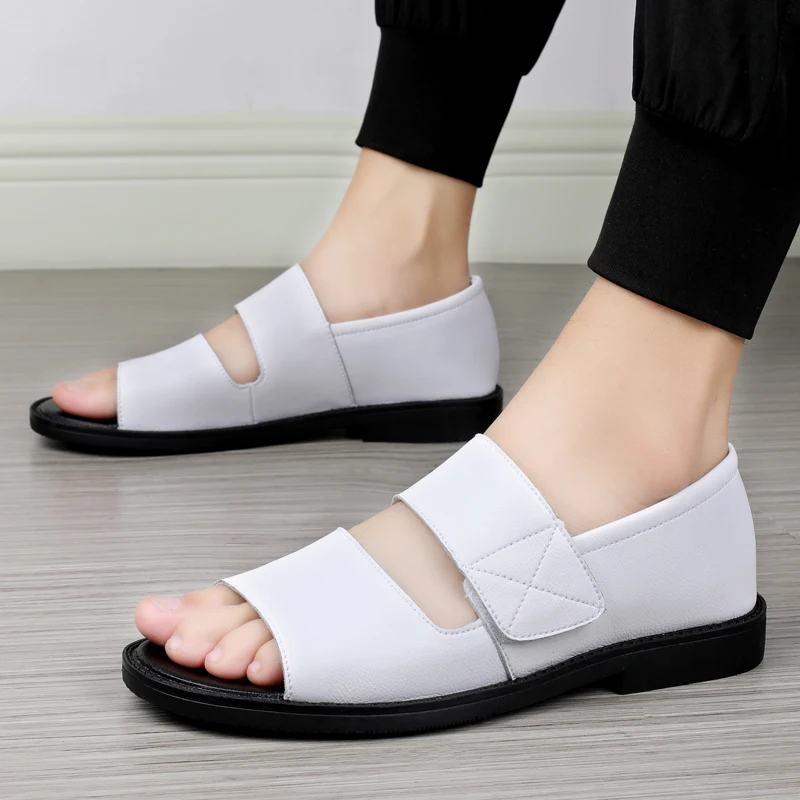 summer shoes men sandals casual genuine leather basics solid slippers outdoor slip-on beach sandals men shoes sandale homm