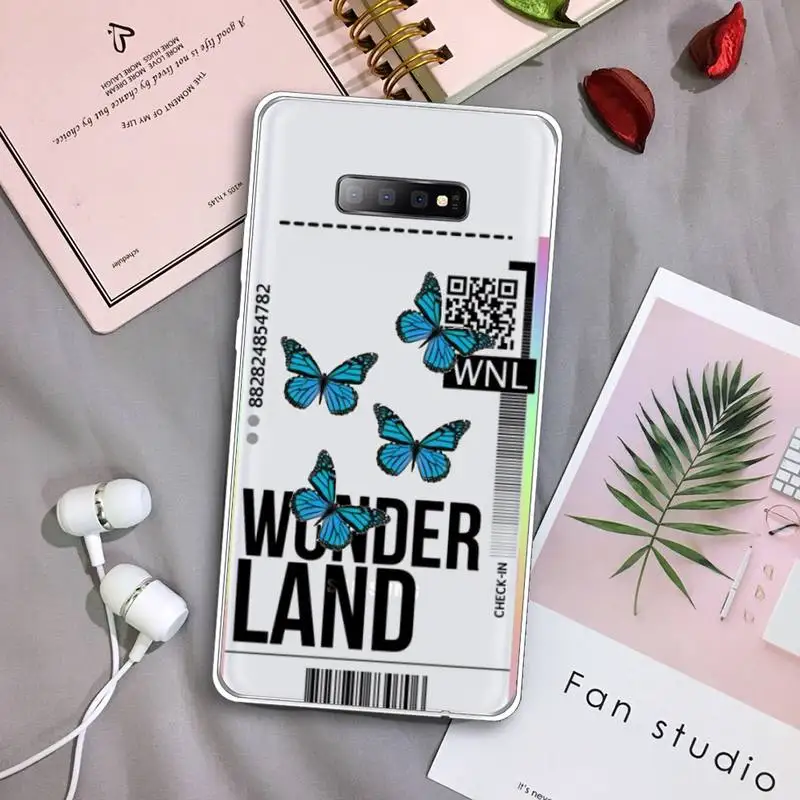 

World Country Label Air Tickets butterfly Phone Case Transparent For Samsung Galaxy S A 5 7 8 9 2015 20 edge plus 10 e lite 2019