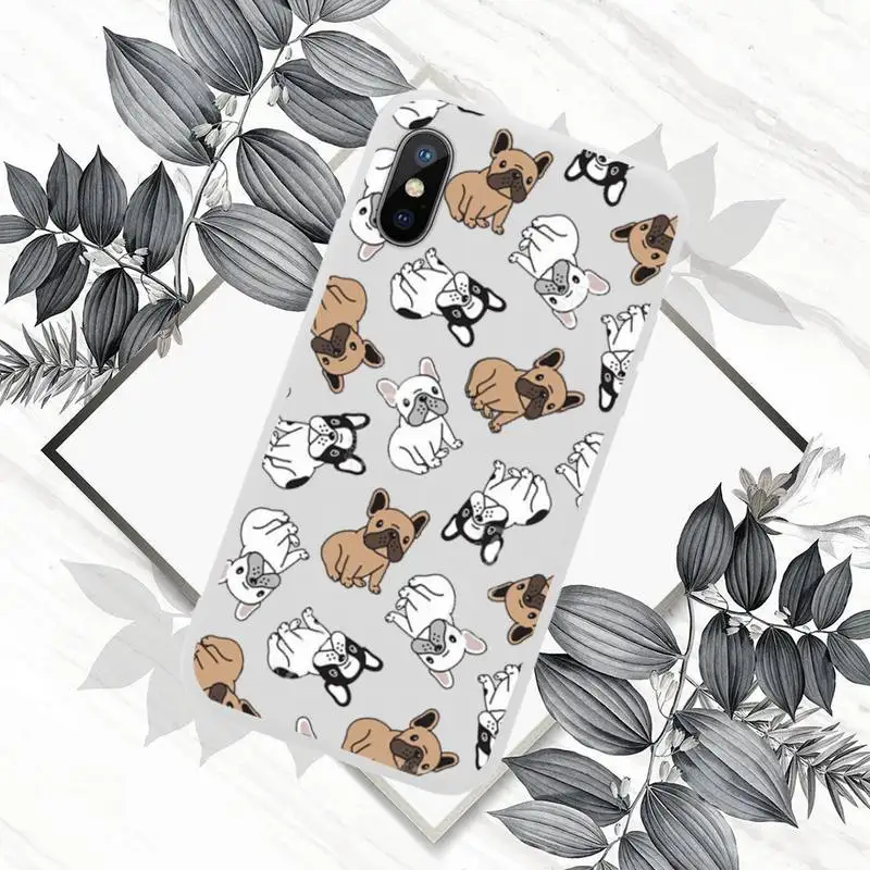 

cute Pug French Bulldog Phone Case Candy Color for iPhone 6 7 8 11 12 s mini pro X XS XR MAX Plus