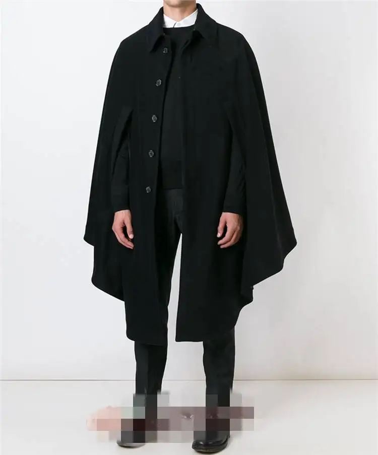

Mid-length men's cloaks, Capes, woollen coats, woolly coats, overcoats, loose single-breasted men's blazers