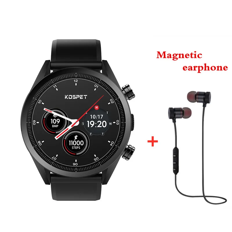 Silicone add headset Kospet Hope Смарт-часы Android телефон 3 ГБ 3 ГБ 8МП камера Google play store gps карта Smartwatch водонепроницаемые мужские для Android ios - Цвет: Silicone add headset