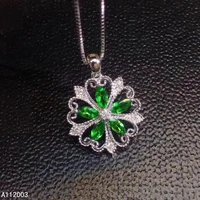 kjjeaxcmy fine jewelry 925 sterling silver inlaid natural emerald female pendant necklace luxury support test hot selling