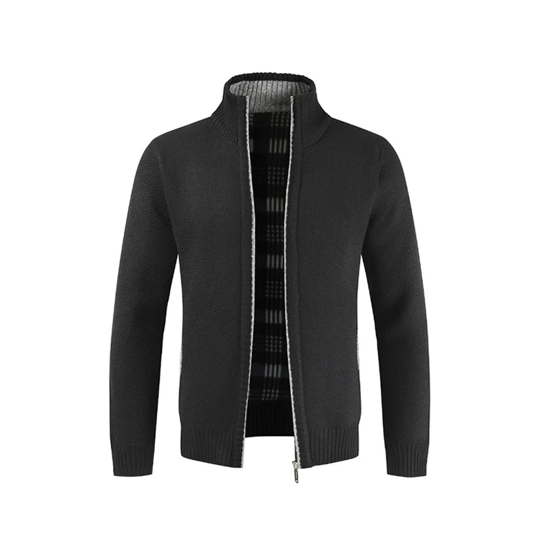 Hemiks, мужская повседневная куртка, зимняя, с капюшоном, Weatshirts, кардиган на молнии, с длинным рукавом, мужские вязаные пальто, куртка на молнии, кардиганы - Цвет: Black