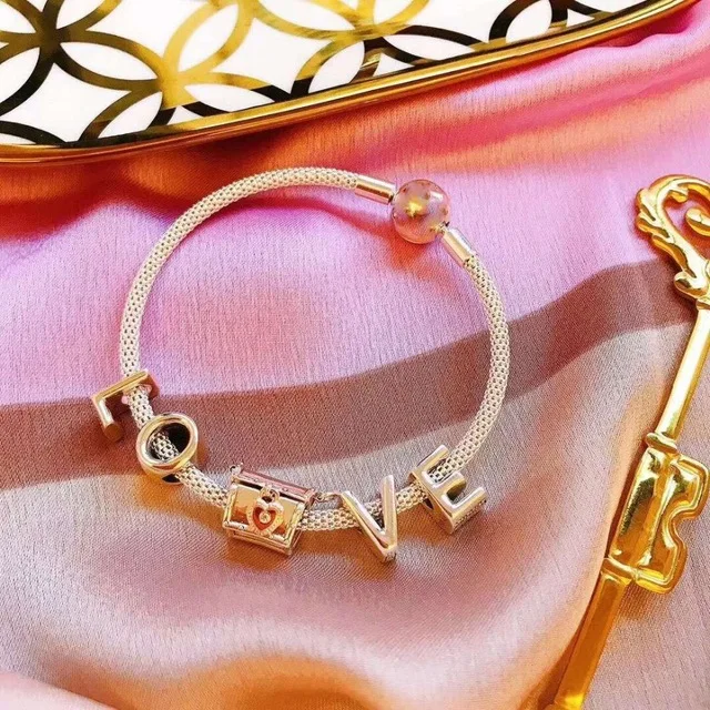 

LIDU 100%925 Silver High Quality Fashion DIY L O V E Bracelets Free Delivery Manufacturers Wholesale