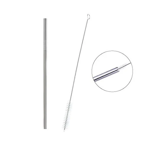 

set of 12, Stainless Steel Straws, Reusable Metal Drinking Straws, Straight Straws + 2 Cleaning Brushes