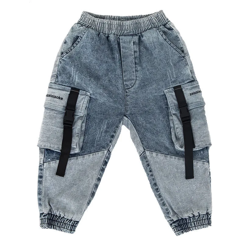 Весенне осенние джинсы для мальчиков Одежда малышей Классические брюки Детская