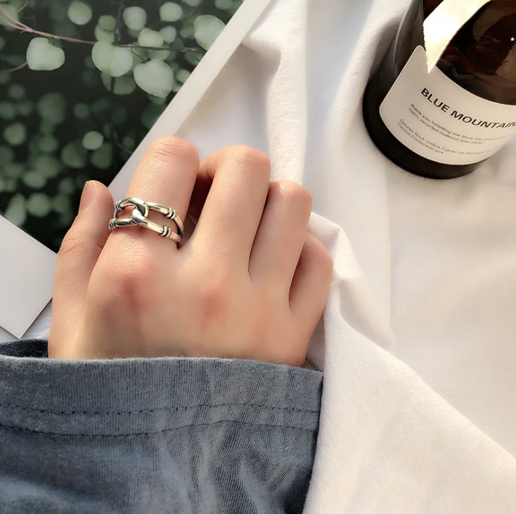Минималистичные кольца в стиле панк с перекрещенными цепочками для женщин