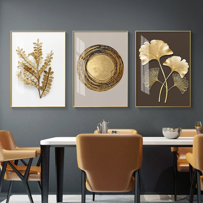 

Abstract Golden Leaf Canvas Painting Poster Wall Art PrintS Decorative PictureS FOR Living Room Home Decoration
