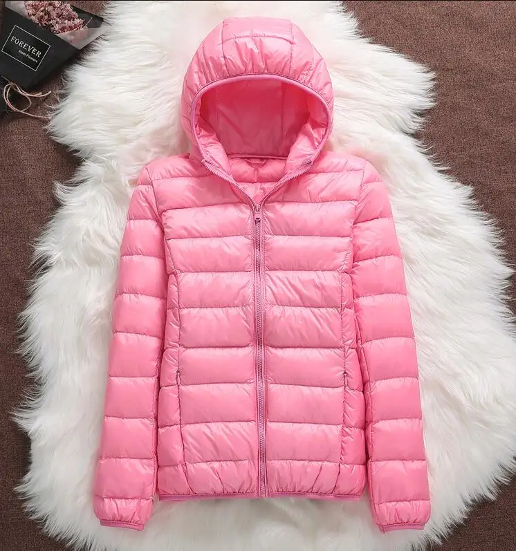Tender pink Hooded Зимняя женская Ультралегкая пуховая куртка с капюшоном, парка с белым утиным пухом, плюс размер 4XL, теплое пальто парка, Женская водонепроницаемая верхняя одежда - Цвет: Tender pink Hooded