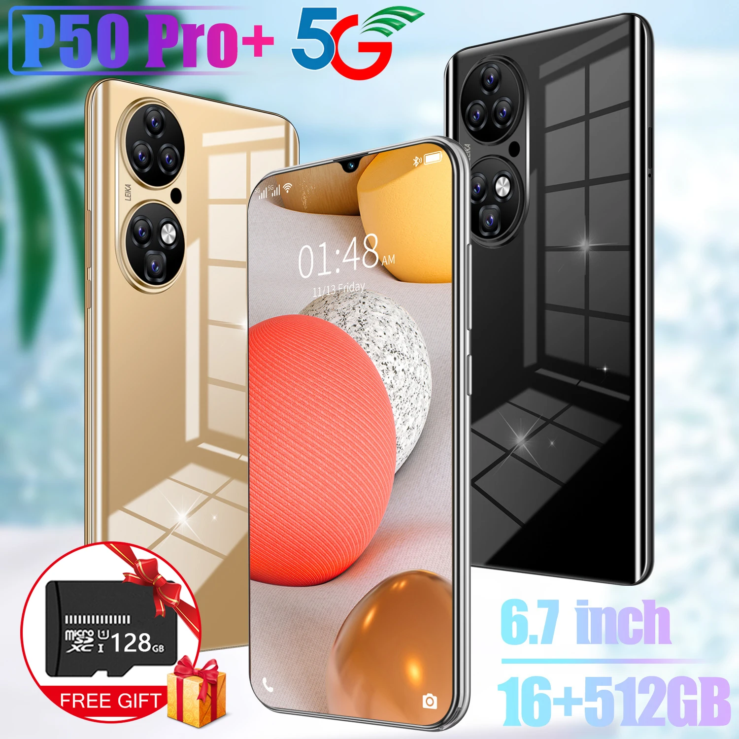 

HUAWE P50 Pro+ 5G Global Version Android 11.0 16GB 512GB Dual SIM Card 6.7Inch 5600mAh MTK6893 Smartphone Mobile Phone GPS WiFi