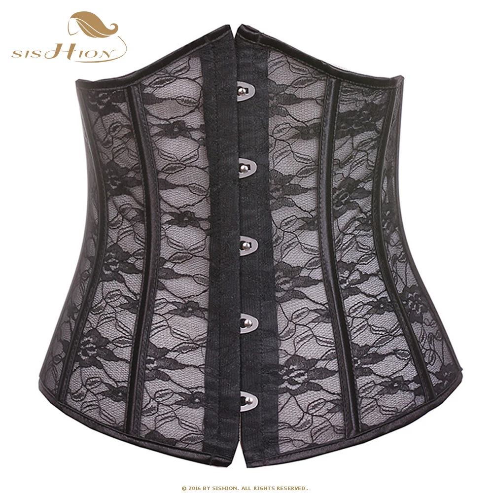 

Sexy Corset Underbust Women Gothic Corset Top Curve Shaper Modeling Strap Slimming Waist Belt Lace Corsets Bustiers Black QZ0391