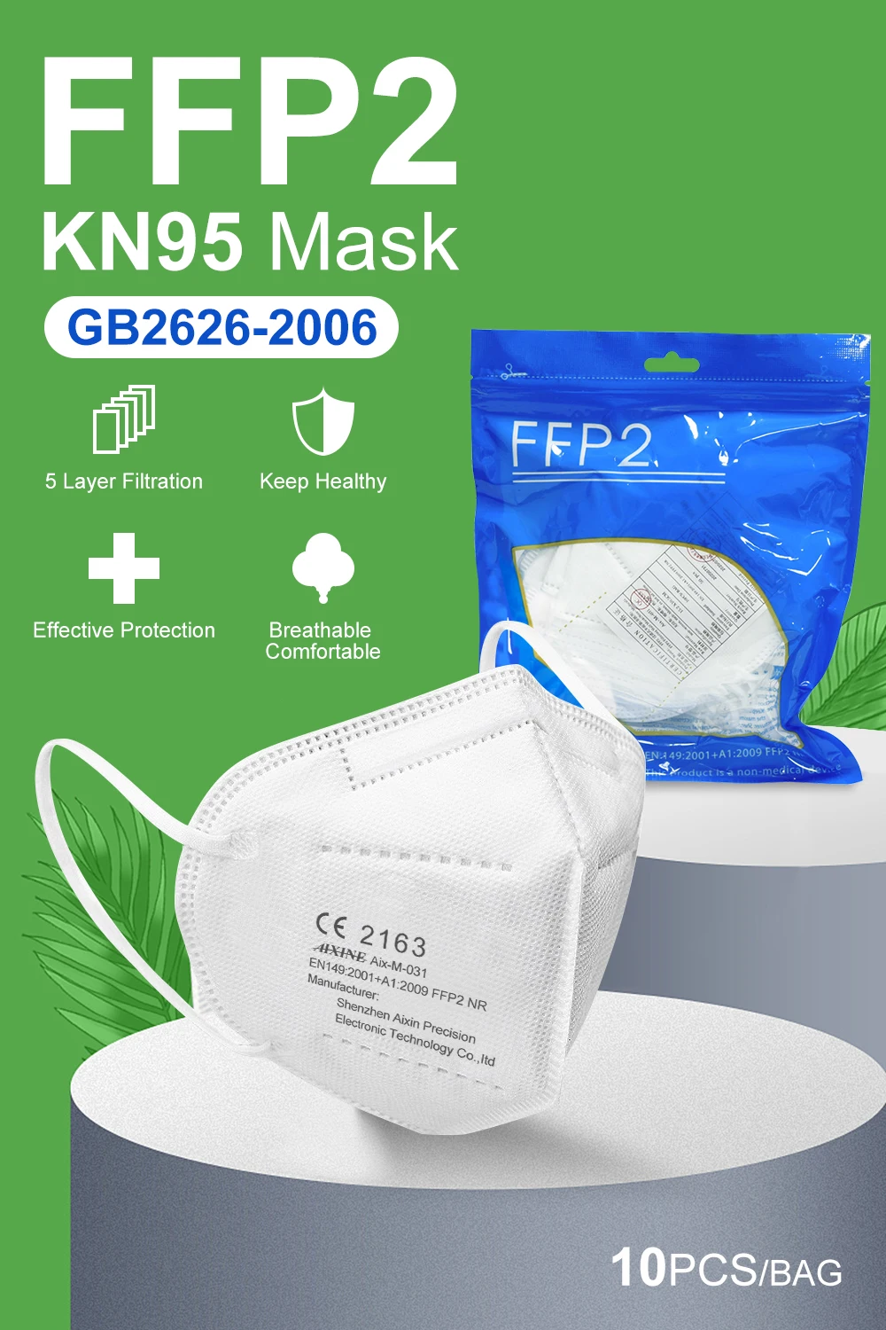 

100pcs FFP2 mask KN95 masks face mask CE facial maske protect mask dust mouth mask filtration Anti flu ffp2mask kn95mask