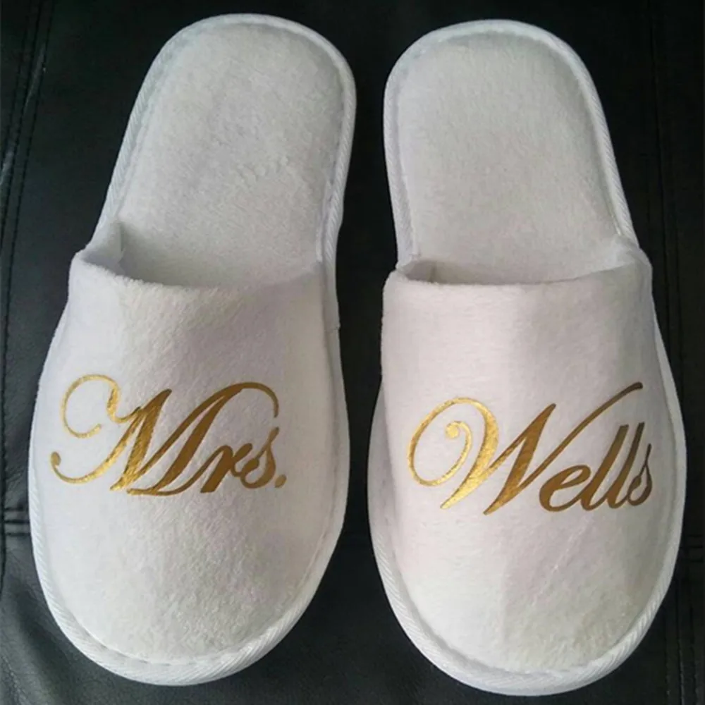 

Personalized Wedding or Engagement Slippers Bride Groom Goomsman Bridesmaid Slippers Rose gold Black Foil gold Wear comfortably