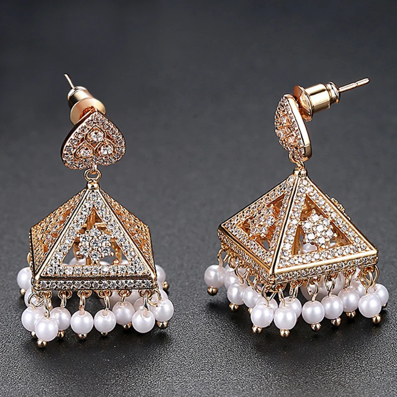 

Vintage Indian Jhumka Drop Earring Ethnic Boho Crystal Dangle Earrings Women Bridal Party Wedding Fashion Jewelry Gift Accessory