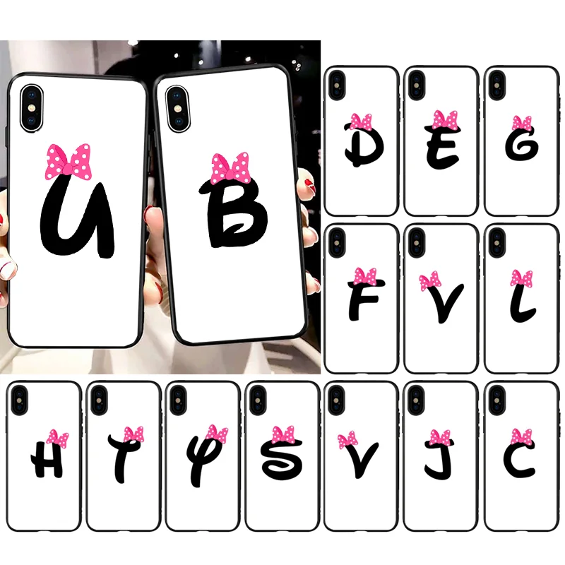 Милый мультяшный чехол для телефона с бантом и буквами алфавита huawei P 8 9 lite pro P10 P20