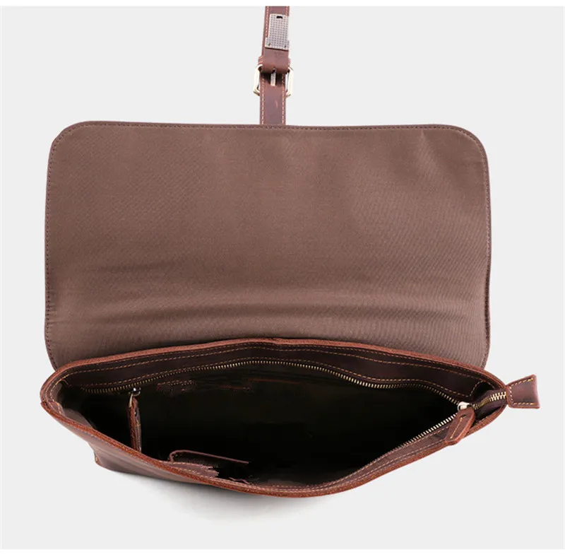 Retro Crazy Horse Leather Men's Daily Work Office Lawyer Business Briefcase 15.6-inch Multifunctional Computer Travel Handbag