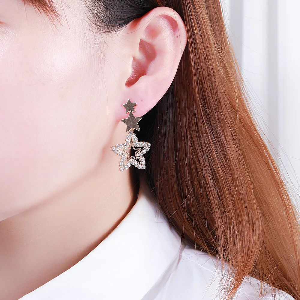 Женские Висячие серьги-подвески HanCheng Золотые серьги с пятиконечной звездой