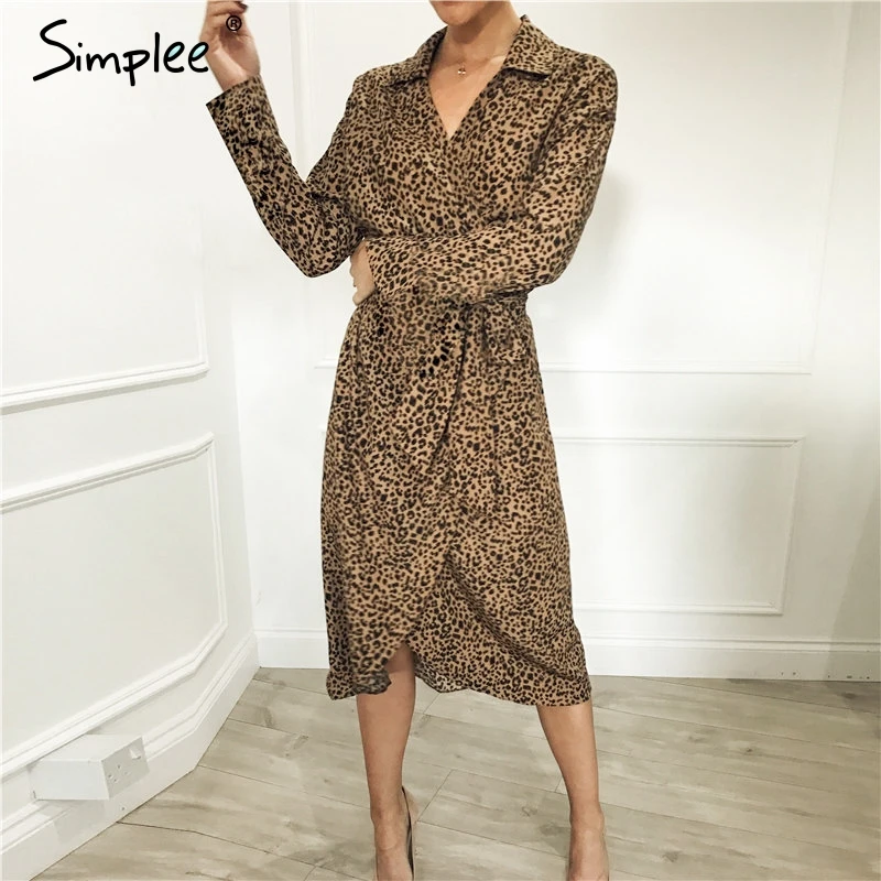 Simplee Элегантное леопардовое длинное вечернее платье Sexy v образным вырезом