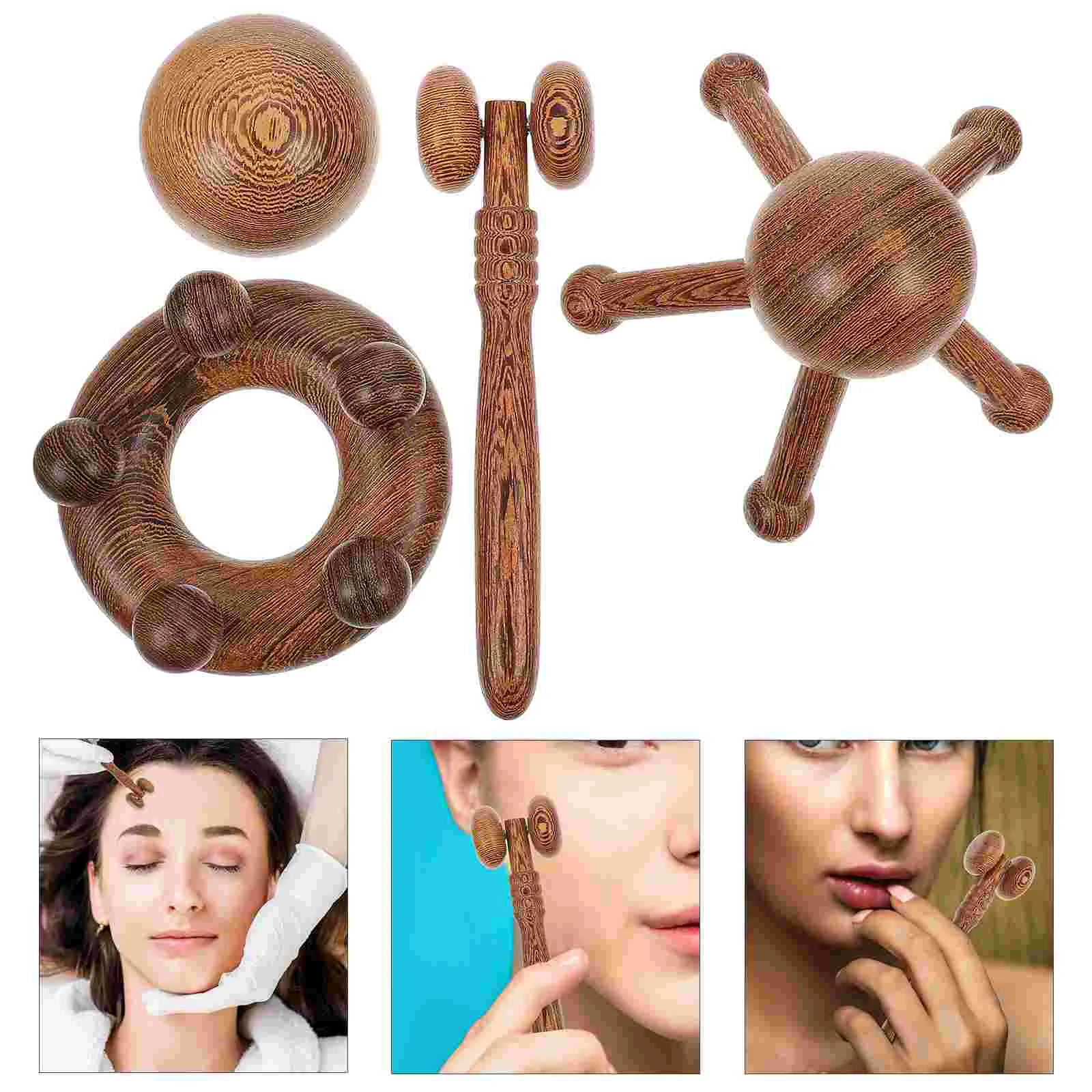 

4 шт. многофункциональные деревянные аксессуары инструменты для всего корпуса (коричневые)