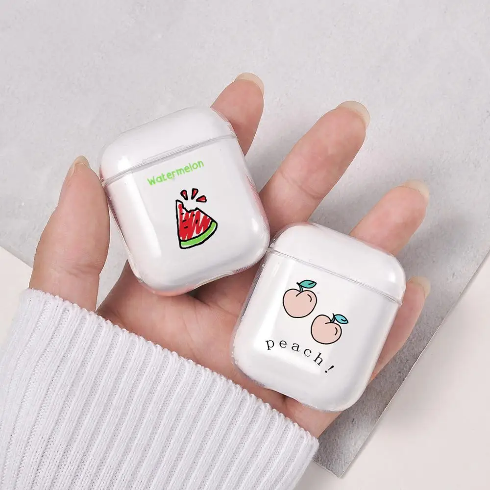 Прозрачный мягкий милый мультяшный чехол для Apple airpods с фруктами Персиком
