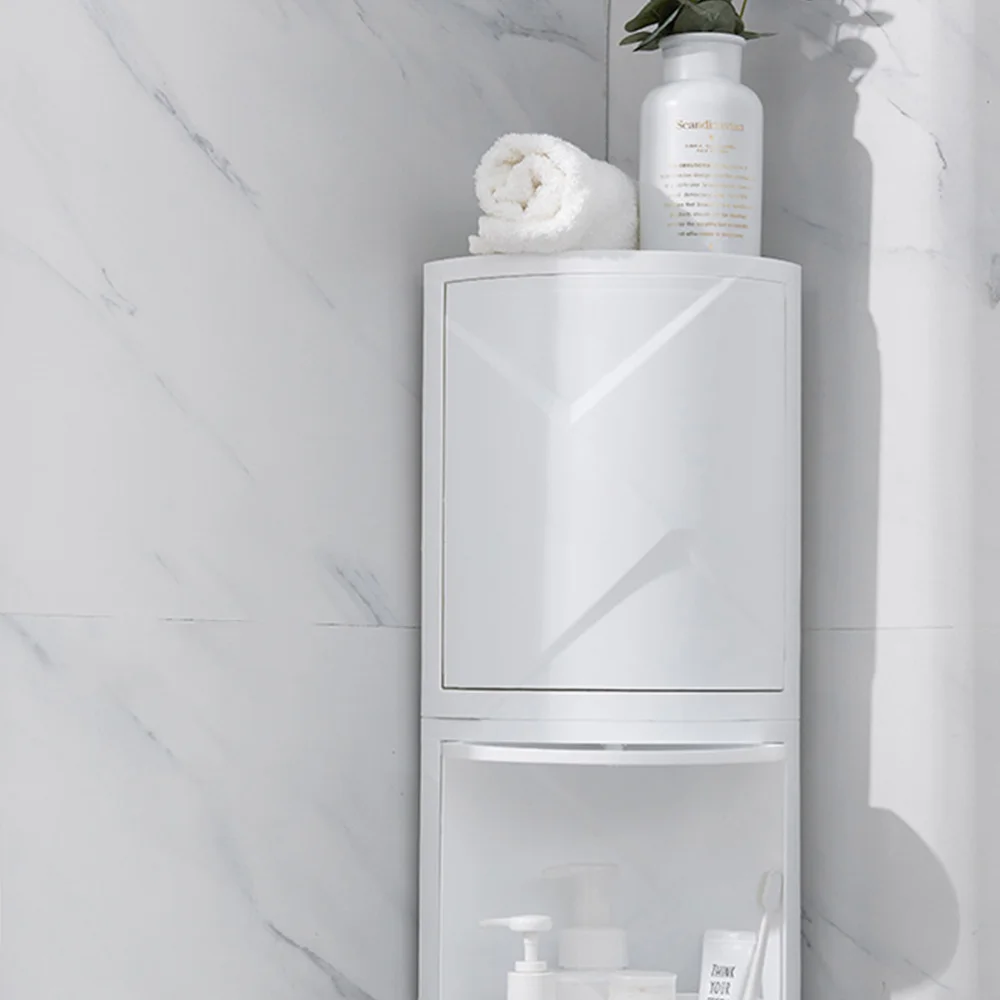 

1PC Bathroom Corner Shelf Stylish Rotating Storage Rack Triangle Organizing Rack Creative Washstand Storage Rack for Hom