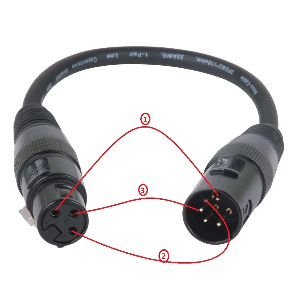 XLR 5-контактный штекер-3-контактный гнездо и 3-контактный штекер-5-контактный
