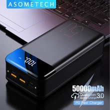 Power Bank 50000mAh Portable Charger LED External Battery PowerBank 50000 mAh 18W QC3.0 PD Fast Charging PoverBank for Xiaomi mi