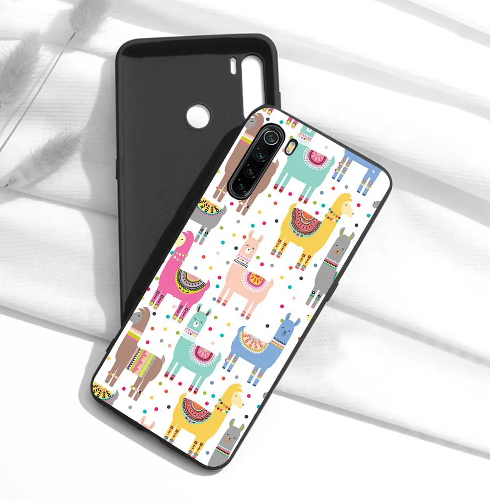 

Llama Alpaca Case For Xiaomi Redmi Note 9 8 7 10X 8T 6 Pro Mi Note 10 9 8 9T Pro SE A3 A2 Lite F1 Phone Cases Black Cover Funda