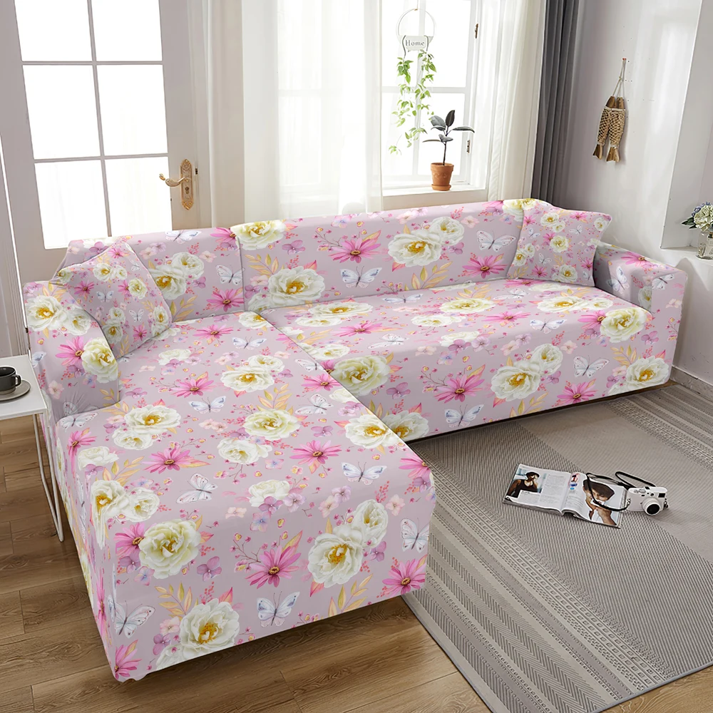

Floral Printing Elastic Slipcovers Stretch Sofa Covers for Living Room Corner Sectional Couch Cover Armchair Cover 1/2/3/4 seat