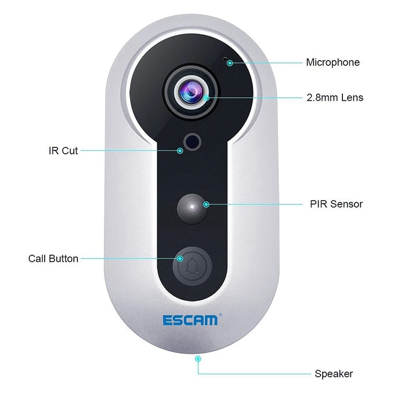 

ESCAM QF220 Doorbell Surveillance Camera, 960P HD Home Long Standby Live Doorbell Wireless Surveillance Camera