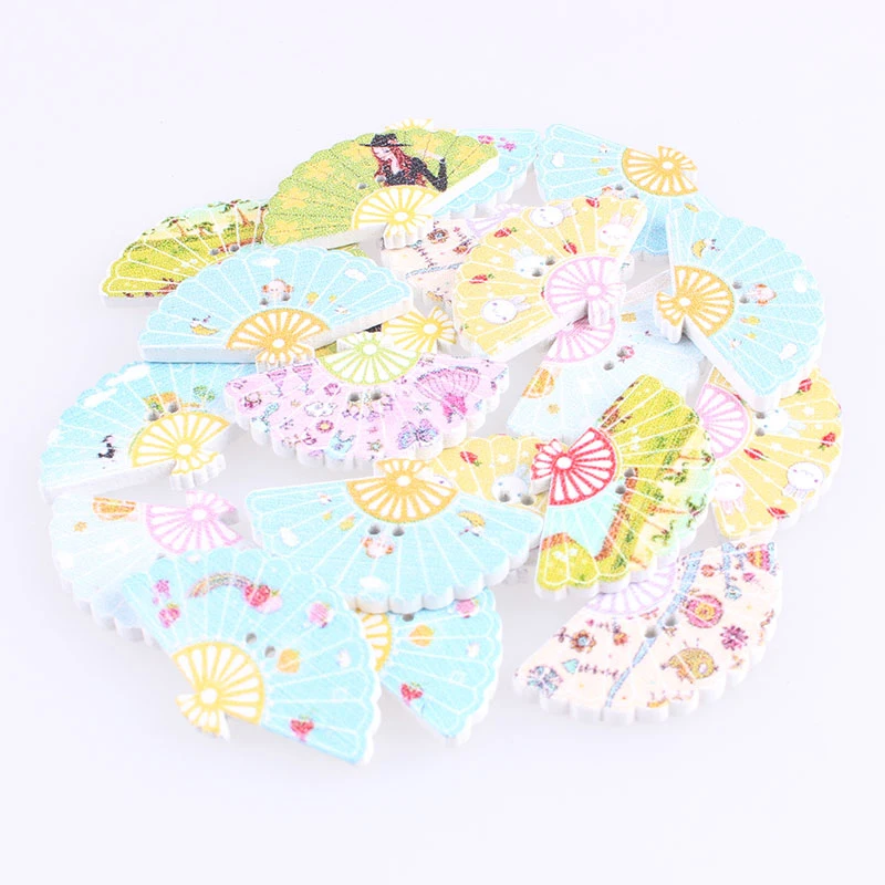 50PCS/lot Wooden Fan Button Decorative For Scrapbooking Crafts DIY Children Clothing Sewing Accessories F | Дом и сад