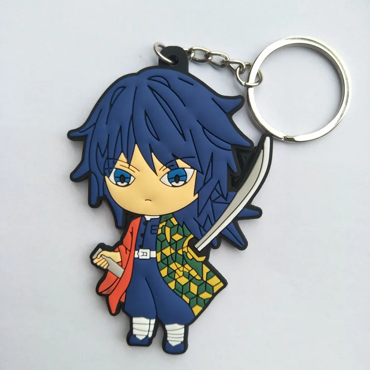 

2020 Japan Anime Demon Slayer: Kimetsu no Yaiba PVC Figure Keychain Pendant Toys Tanjirou Nezuko Figures Two-sided Keychain Set