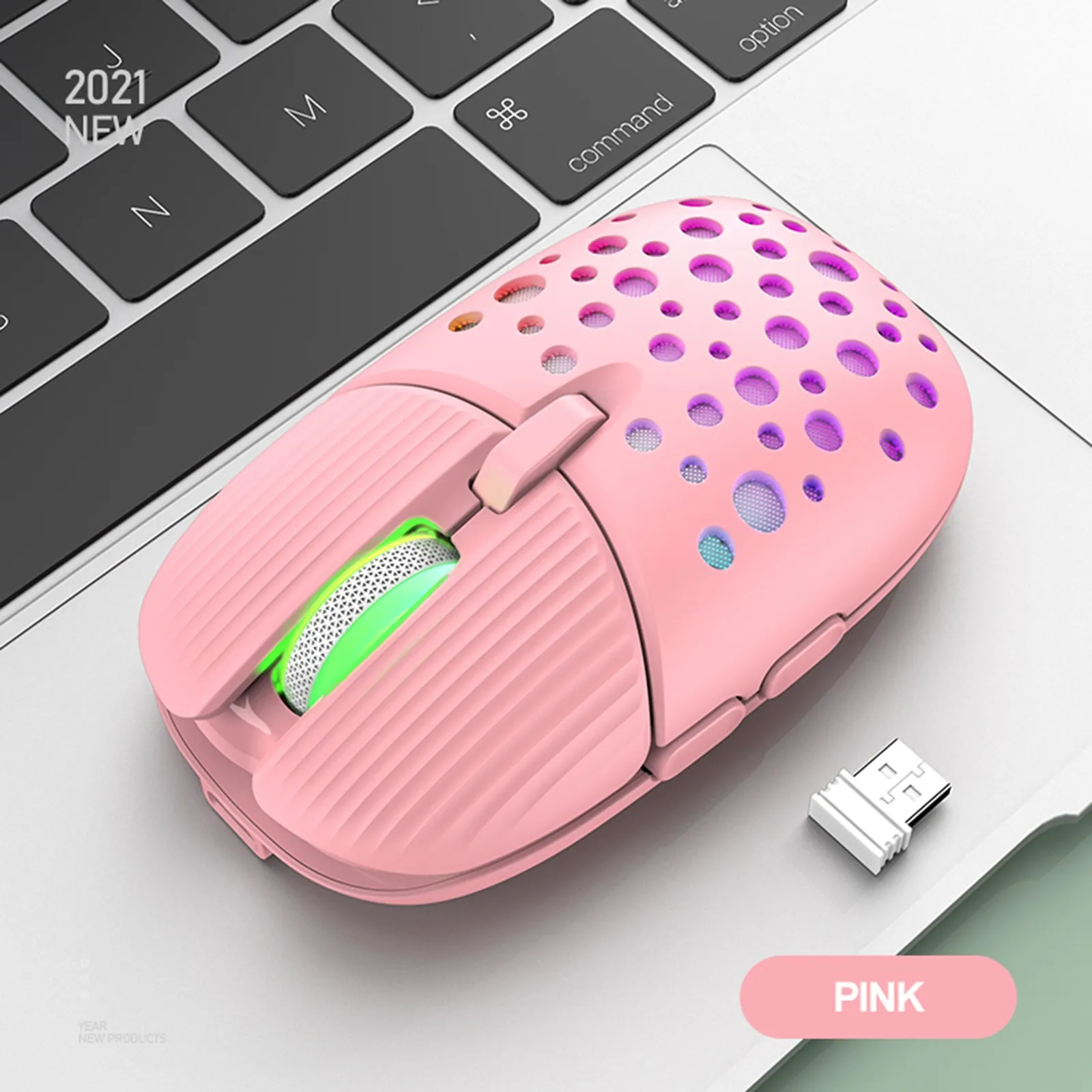Беспроводная мышь компьютерная игровая Новый отверстие Жук светящийся 2,4 ГГц 3200DPI 6 клавиш Офис ПК Мыши для ноутбука Гейминга.