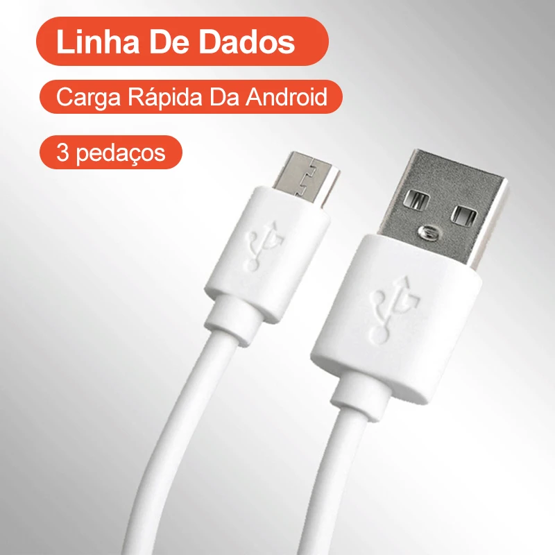 

Кабель для передачи данных подходит для Android T быстрая зарядка интерфейса зарядный кабель Белый 3 шт. телефонная линия USB