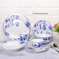 kitchen wedding british blue and white porcelain flowers and birds western dishes decorations plates bowls cups and dishes