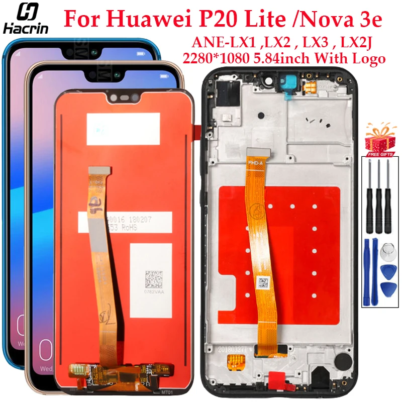 

Дисплей для Huawei P20 Lite, ЖК-дисплей, сенсорный экран, дигитайзер в сборе, Замена для Huawei P20 Lite ANE-LX1, LX2, LX3, экран