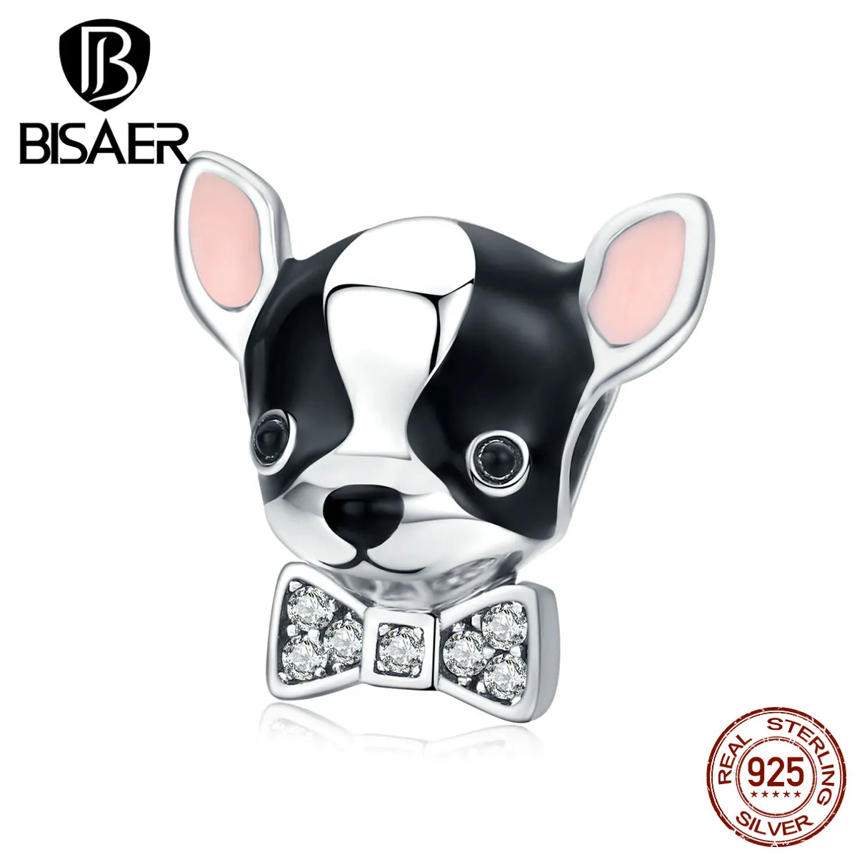 BISAER, Новое поступление, 925 пробы, серебро, чихуахуа, Очаровательные Подвески, прозрачный CZ, для женщин, очаровательный браслет, сделай сам, для изготовления ювелирных изделий GXC1310
