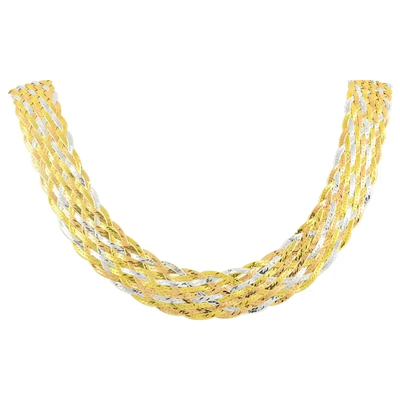 

Серебряное ожерелье Silverlina, 3 цвета, 11 рядов
