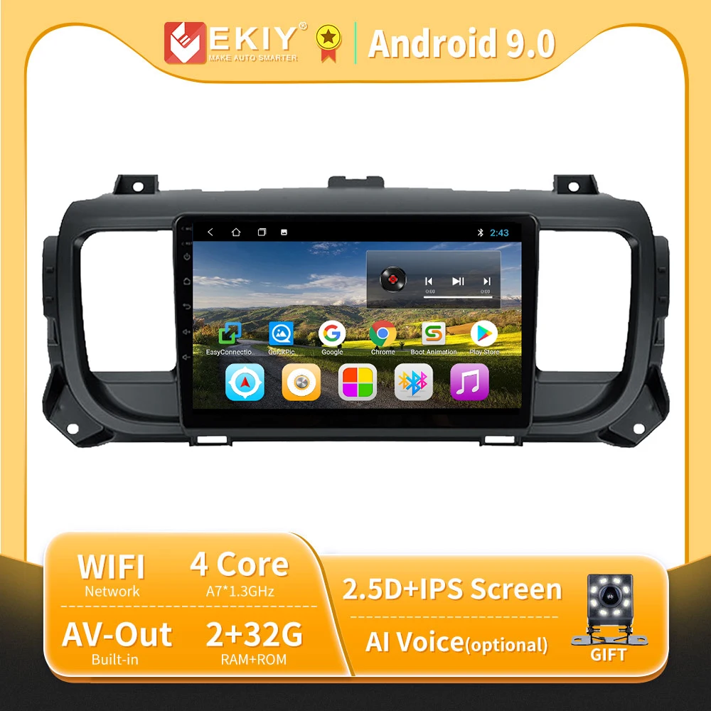 

EKIY Android 9.0 Car Radio For Citroen Jumpy 3 SpaceTourer 2016-2021 Multimedia Touch Screen Stereo Video Player GPS Navigation