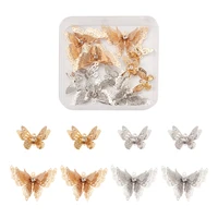 16pcsbox brass 3d filigree butterfly pendant charms 3 layers butterfly for bracelet necklace earring dangles diy jewelry making