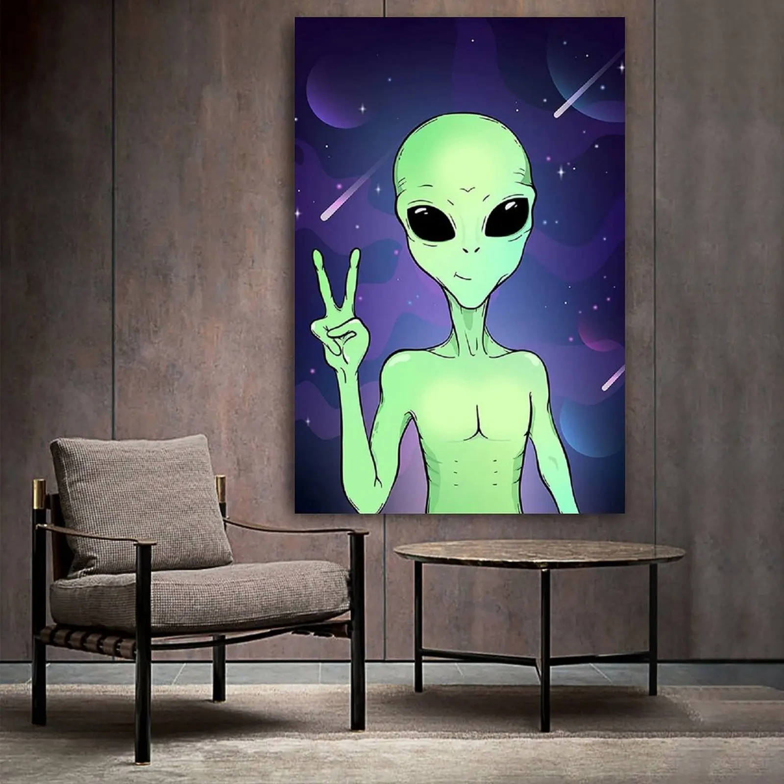 

Trippy Alien Poster Decorative Painting Canvas Wall Art Living Room Posters Bedroom Painting