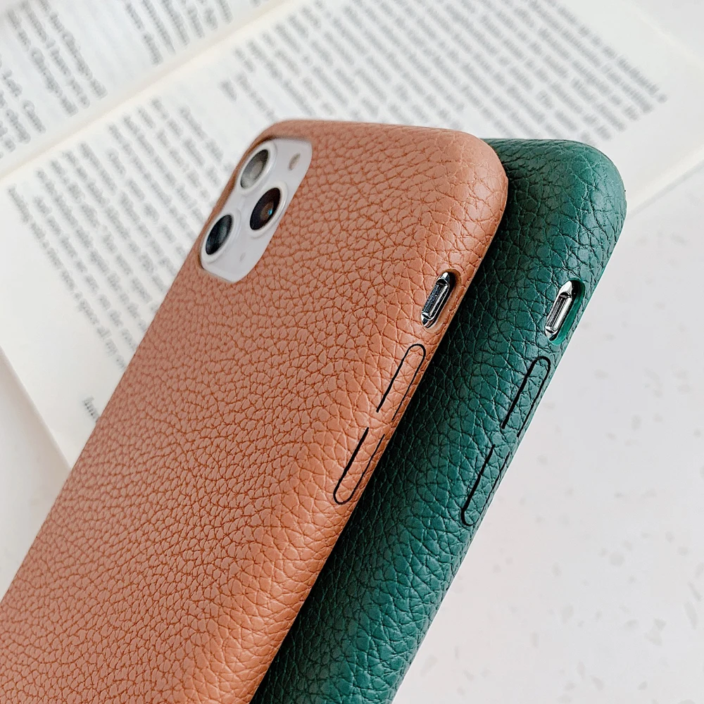 Однотонный чехол для телефона из искусственной кожи iPhone 11 Pro Max XR X XS 7 8 6S Plus