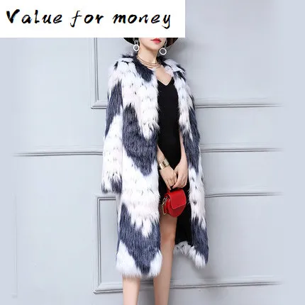 

Top Gradient Women Fashion Color Faux Fox Fur Coat N86 high quality