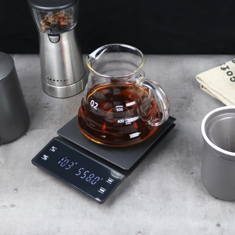 B&aacute;scula de caf&eacute; por goteo con temporizador, balanza Digital electr&oacute;nica port&aacute;til de alta precisi&oacute;n, LCD, 3kg/0,1g, 5kg/0,1g-5