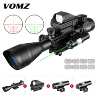 4 12x50 scope illuminated rangefinder rifle holographic 4 reticle sight 20mm red grenn laser for hunting riflescope
