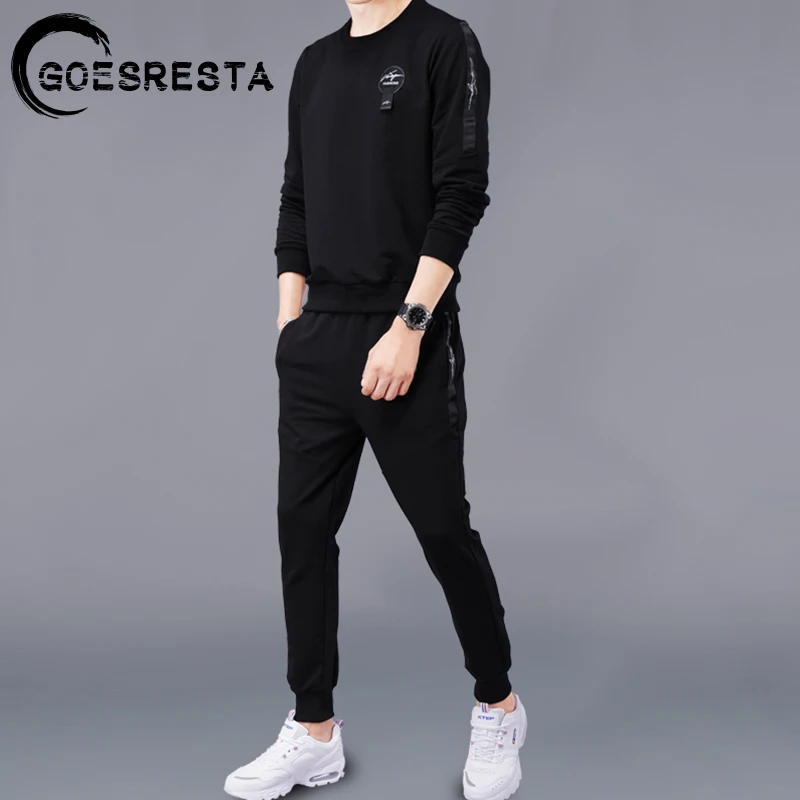 

2020 Men Long Sleeve Set Pullover Sweatshirts Drawstring Sweatpants Two Piece Fashion Casual Large Size Autumn Winter Male Suit