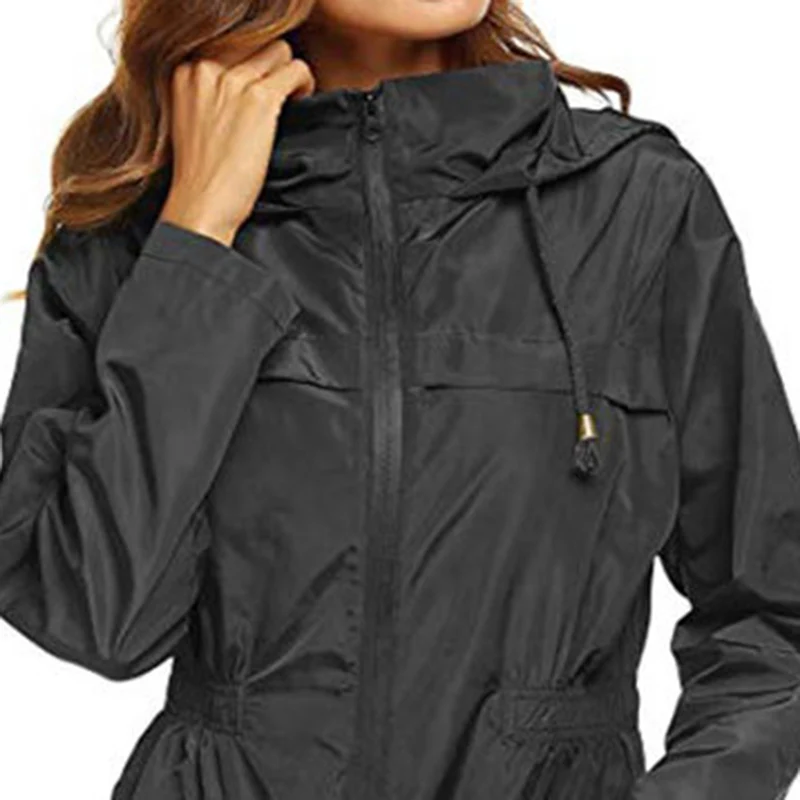 Новинка женские плащи на молнии с капюшоном водонепроницаемый Быстросохнущий
